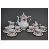 Polish Fine China Demitasse Rose Pattern Tea Set