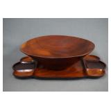 Vintage Rose Wood Chip and Dip Bowl & Platter Set