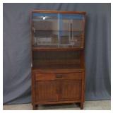 Mid Century Modern Pecan China Cabinet