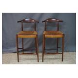 Mid Century Hans Wegner Style Cow Horn Bar Stools