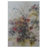 Modern era Water Colored Crabapple Print Signed