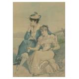 ca.1900 Mother Daughter Fashion Print Framed