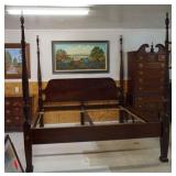 King Size Mahogany 4 Post Rice Bed
