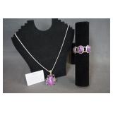 Sterling Silver Faux Marble Necklace and Bracelet