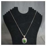 Sterling Silver and Emerald Pendant Necklace