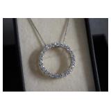 Sterling Silver CZ Open Circle Eternity Necklace