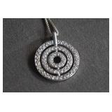 Sterling 925 CZ Triple Circle Pendant Necklace