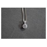 Sterling Silver and Round CZ Pendant Necklace