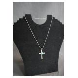 Sterling and Turquoise Cross Pendant Necklace