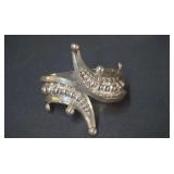 Sterling 925 Mexico Beaded Horn Hinged Bangle