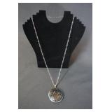 Sterling 925 Mexico Inlayed Aztec Pendant Necklace