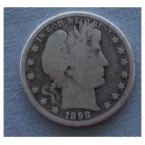 1898 Barber Silver Half Dollar