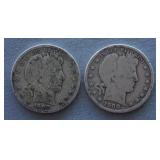 1908-O and 1908-S Barber Silver Half Dollar Coins