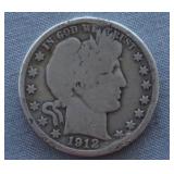 1912-D Barber Silver Half Dollar