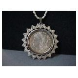 1921 Morgan Pendant Sterling Silver Chain Necklace