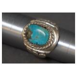 Native American Silver and Turquoise size 10 Ring