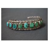 Native American Silver and Turquoise Cuff Bracelet