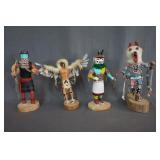 4 Native American Kachina Dolls Signed by Artist