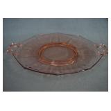 Pink Depression Glass Handle Cake Plate