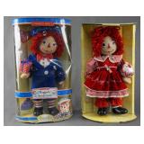 Brass Key Raggedy Ann and Andy 14" Porcelain Dolls