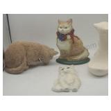 Cast Iron Cat Door Stopper & Cat Figures 1986