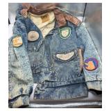 Flight Training Leather Jean Jacket w/ Patches