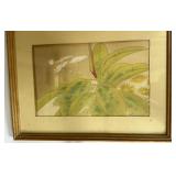 Vintage Floral Artwork, Painted, Bamboo Frame 21ï¿½