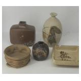 Clay Bud Vases, Planter & Ash Tray