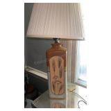 Vintage stoneware, pressed flower table lamp not