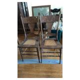 Pair of antique chairs cane seat, ornate carved