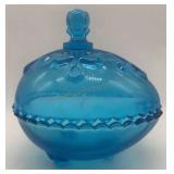 Blue Vaseline Lidded Dish