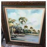Palm Tree Oil Painting on Canvas Artist Signed