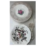 7 China Plates & Cake Server