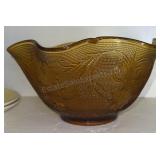 Fall Bowl Amber Tiara Indiana Glass Ruffle, Chip