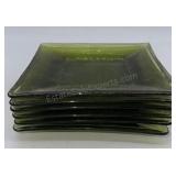 6 Vintage Green Appetizer Plates