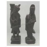 Wooden craved Asian figurines. 12ins