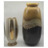 W. Germany Ceramic Drip Glazed Vases, Chipped Rim