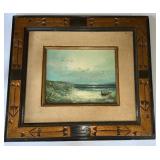 Beach Seascape on VTG Wood Carved Frame 19ï¿½x17"