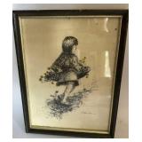 Pen Drawing of Little Girl 10ï¿½ x 13ï¿½