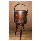 Antique Bucket on legs, 2 feet tall