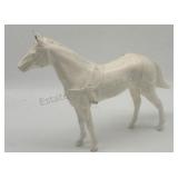 Brass Horse Figurine Painted White 8"