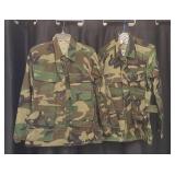 Military style camouflaged field jackets.  Sizes