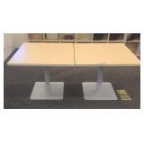 Pedestal tables with Formica tops. Set of 2.