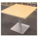 Pedestal table with Formica top. 34ï¿½34. Steel