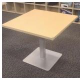 Pedestal table with Formica top. 34ï¿½34. Steel