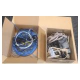 Assorted cables,  extension cords and surge