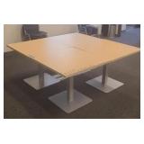 Pedestal tables with Formica tops. Set of 4