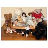 Lot Of Vintage Dolls, plushies & Doll Bed