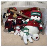 Tote of Plush Snowmen