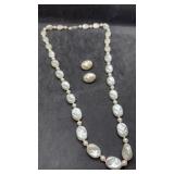 Vintage Baroque Faux Pearl Necklace & Earring